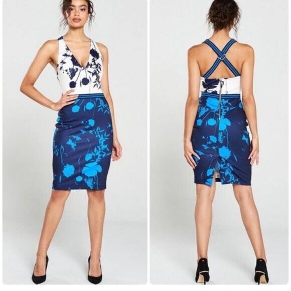 Ted Baker Tilliai Bluebell Bodycon Dress Size Tb 3  US Sz 8 NWT - Picture 1 of 9